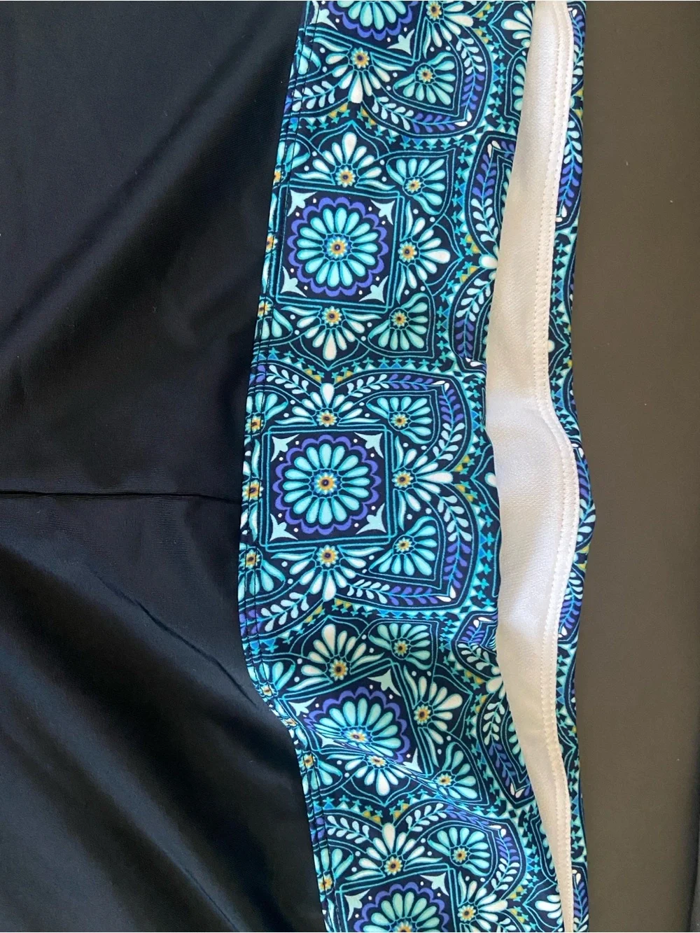Black Swim Shorts with Blue Mosaic Waistband